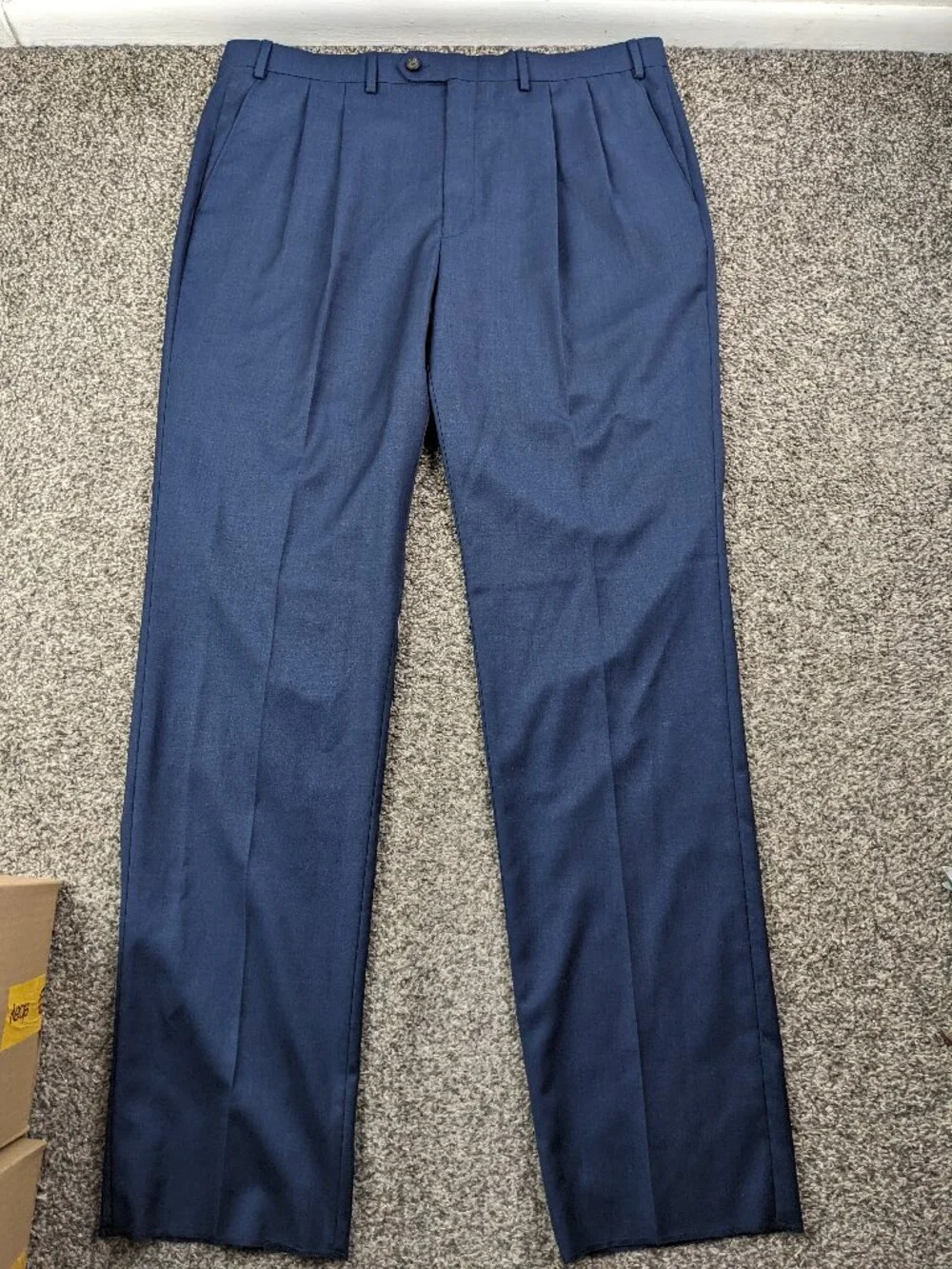 NWT Ralph Lauren Dress Pants 100% Wool Pleated Navy Blue 38W 38x37 Unhemmed
